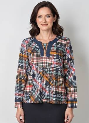 Pull coupe cintrée manches longues bleu GEVANA femme