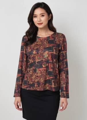 Pull coupe cintrée manches longues noir GEVANA femme
