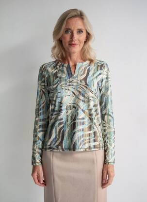 Pull coupe cintrée manches longues bleu GEVANA femme