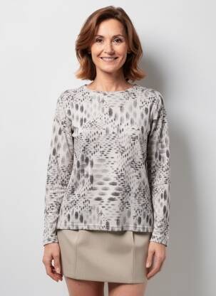 Pull coupe cintrée manches longues beige GEVANA femme