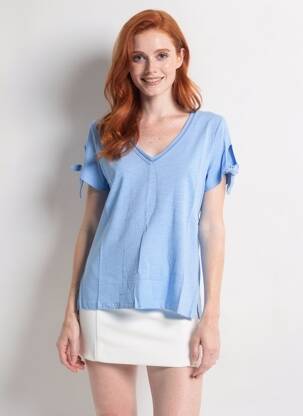 T-shirt coupe droite manches courtes bleu DIVILUNE femme