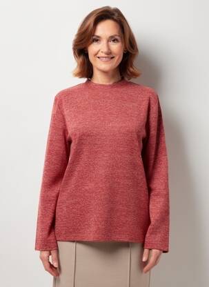 Pull coupe cintrée manches longues rouge GEVANA femme