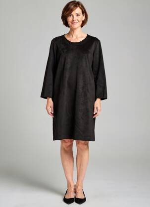 Robe mi-longue manches longues manches longues noir GEVANA femme