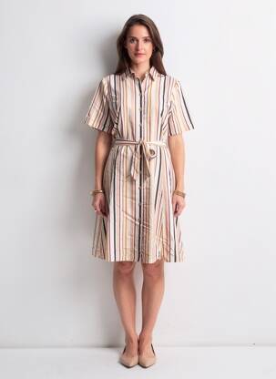 Robe mi-longue manches courtes manches courtes beige DIVILUNE femme