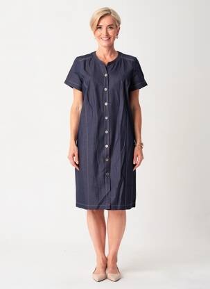 Robe mi-longue manches courtes manches courtes bleu GEVANA femme