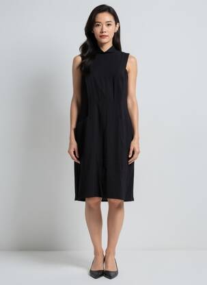 Robe mi-longue sans manche sans manche noir GEVANA femme