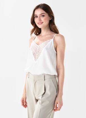 Top manches bretelles ajustables fines bretelles blanc SIAMOISE femme
