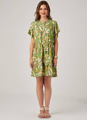 Robe courte manches courtes manches courtes vert AN' GE femme