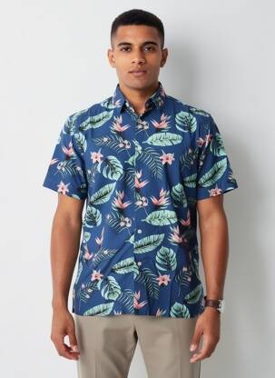 Chemise manches courtes imprimé tie and dye bleu DEELUXE homme