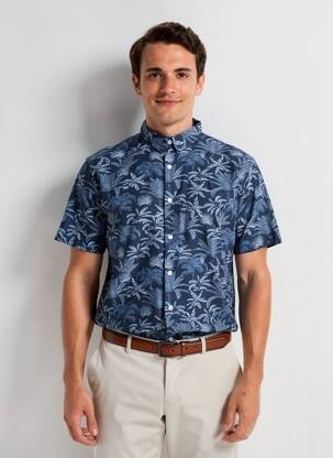 Chemise manches courtes imprimé tie and dye bleu DEELUXE homme