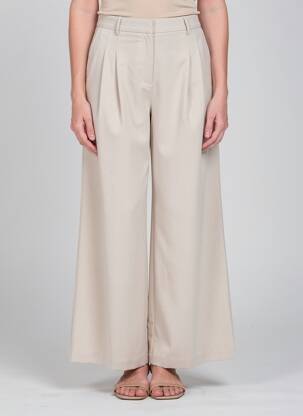 Pantalon large tissage crêpe taille haute gris NEKANE femme