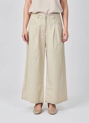 Pantalon large tissage crêpe taille haute beige NEKANE femme