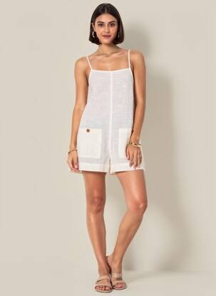 Combishort tissage crêpe fines bretelles beige RIP CURL femme