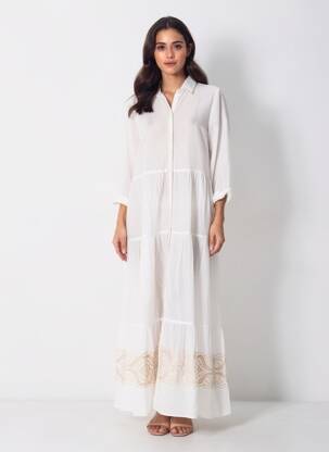 Robe longue manches longues manches longues blanc GAUDI femme