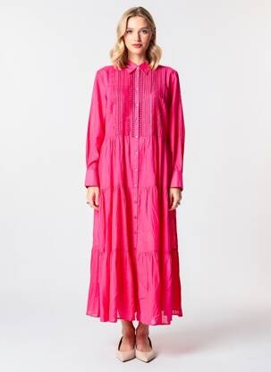 Robe longue manches longues manches longues rose GAUDI femme