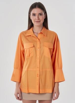 Tunique manches longues col chemisier orange MPC (MA PETITE CAPSULE) femme