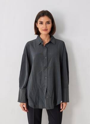Chemisier tissage crêpe manches longues gris PENN & INK N.Y femme