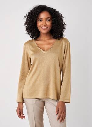 Pull coupe cintrée manches 3/4 or EVA KAYAN femme