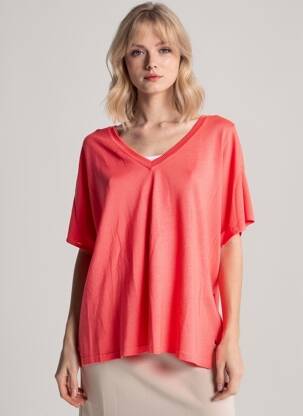 Pull col v manches courtes rose MPC (MA PETITE CAPSULE) femme