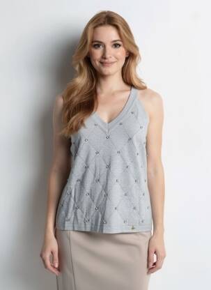 Top stretch sans manche gris LOLA CASADEMUNT femme