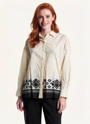 Chemisier coupe droite manches longues beige GAUDI femme