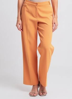 Pantalon droit tissage crêpe taille haute orange EVA KAYAN femme