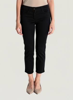 Pantalon 7/8 tissage popeline taille normale noir TONI femme