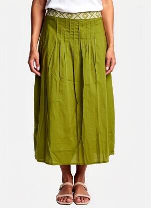 Jupe longue fermeture zip latéral vert MD'M femme