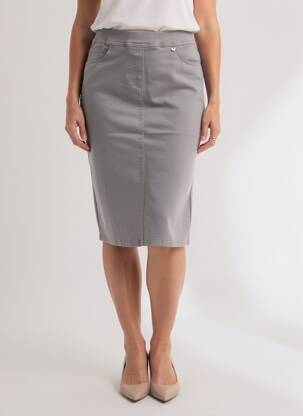 Jupe mi-longue coupe droite gris TONI femme