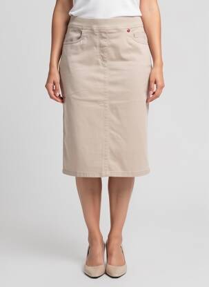 Jupe mi-longue stretch beige TONI femme