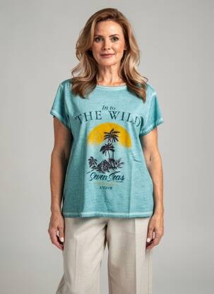 T-shirt coupe droite manches courtes bleu ANDAM femme