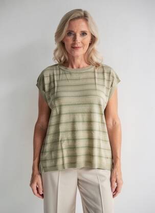 Pull coupe cintrée manches courtes vert ANDAM femme