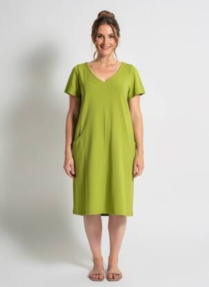 Robe mi-longue manches courtes manches courtes vert AGATHE & LOUISE femme