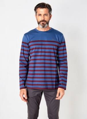 T-shirt coupe cintrée manches longues bleu ELLE EST OU LA MER homme
