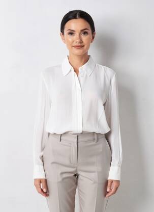 Chemisier tissage crêpe manches longues blanc YERSE femme