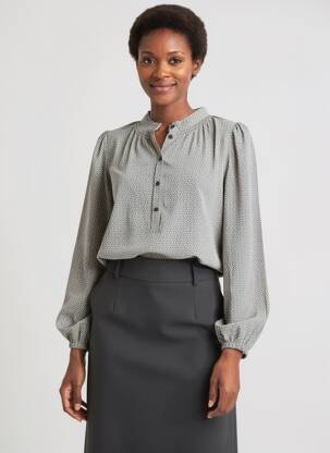 Blouse tissage popeline manches longues noir YERSE femme