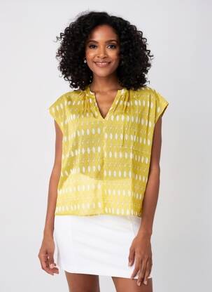 Blouse tissage popeline manches courtes vert MARIA BELLENTANI femme