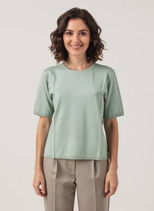 Pull coupe cintrée manches courtes vert YERSE femme