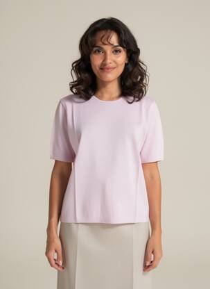 Pull coupe cintrée manches courtes rose YERSE femme