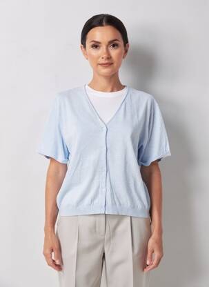 Gilet manches courtes fermeture boutonnée sur le devant bleu YERSE femme