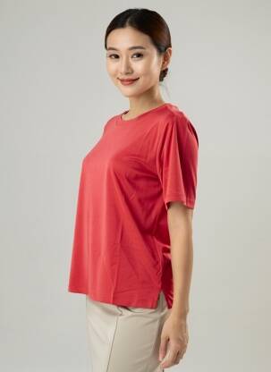 T-shirt coupe droite manches courtes rouge YERSE femme