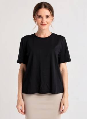 T-shirt coupe droite manches courtes noir YERSE femme