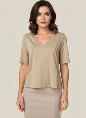 T-shirt col v manches courtes vert YERSE femme