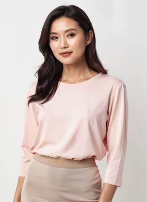 T-shirt manches 3/4 manches 3/4 rose BARBARA LEBEK femme