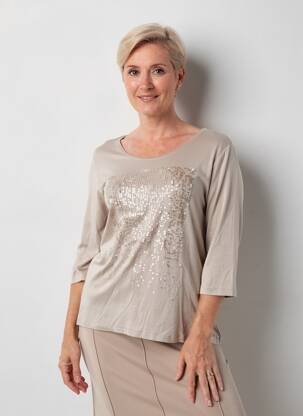 T-shirt manches 3/4 manches 3/4 marron BARBARA LEBEK femme