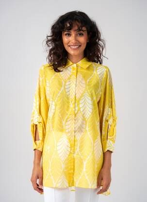 Tunique manches longues légère et transparente jaune DIANA GALLESI femme