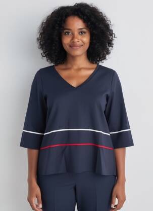 T-shirt manches 3/4 manches 3/4 bleu MARIA BELLENTANI femme