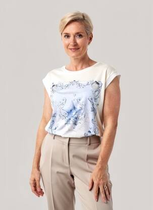 T-shirt imprimé fantaisie manches courtes bleu OLSEN femme