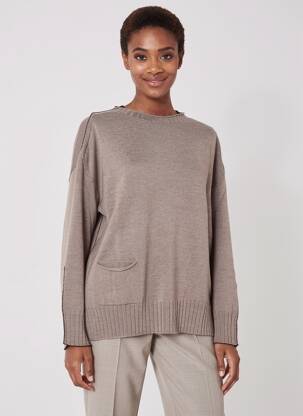 Pull stretch manches longues marron MARIA BELLENTANI femme