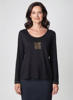 T-shirt manches longues manches longues noir PAUSE CAFE femme